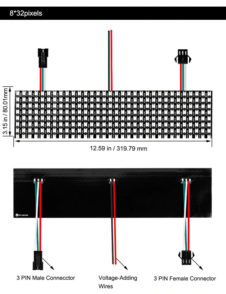 Pantalla 256 LEDs SMD5050 8x32 WS2812B