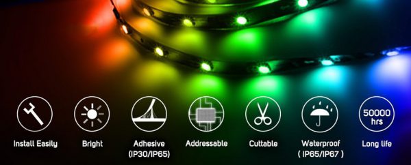 Cinta de LEDs RGB SMD5050 50cm WS2811 sin protección contra humedad - Imagen 3