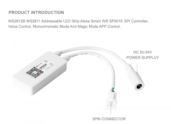 Controlador musical SP107E para cintas LED WS2812B/11 Bluetooth RGB/RGBW - Imagen 7