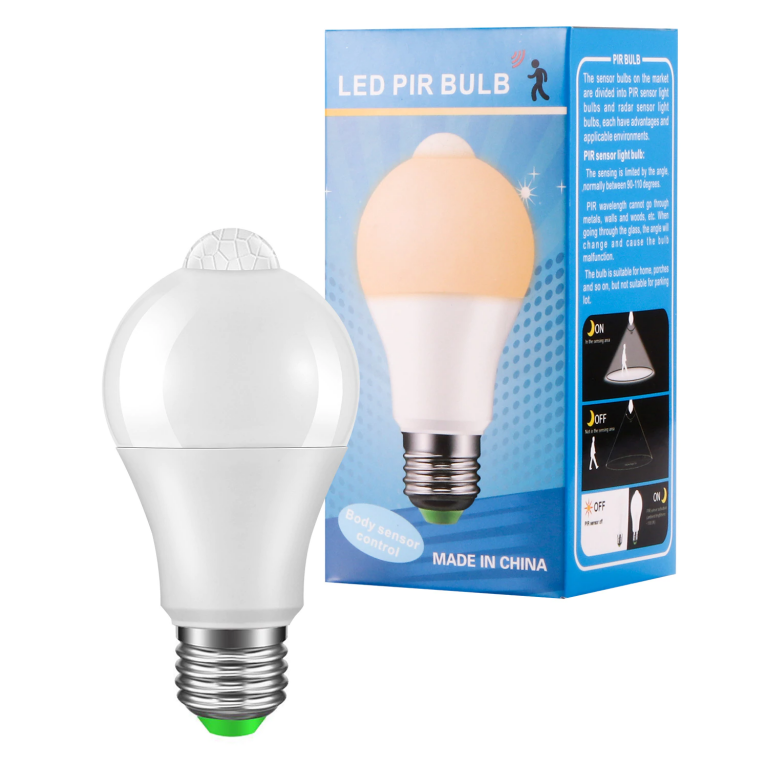 Ampolleta LED con sensor de movimiento PIR IP42 E27 12W 110-220VAC