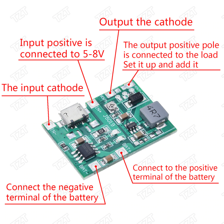 Cargador de baterías Li-ion 3.7V 4.2V DC-DC Step Up Boost TP4056 18650 - Imagen 7