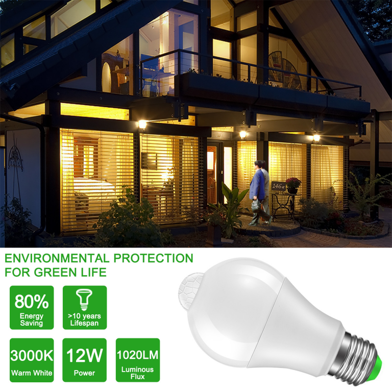 Ampolleta LED con sensor de movimiento PIR IP42 E27 12W 110-220VAC - Imagen 11