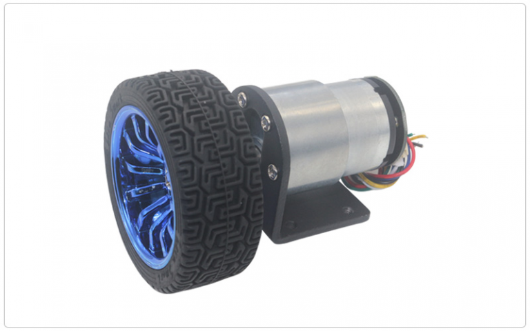 Kit Motor con reductor, encoder y rueda 6VDC JGB37-520 1000rpm