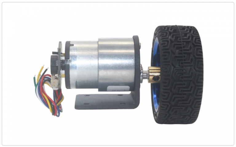 Kit Motor con reductor, encoder y rueda 6VDC JGB37-520 1000rpm - Imagen 2