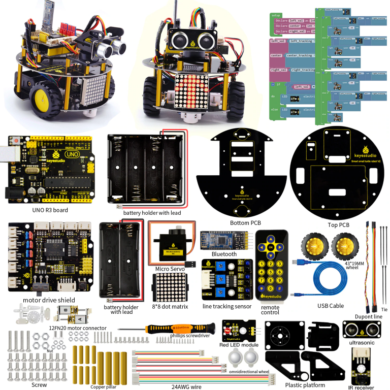 Keyestudio Smart Little Turtle Robot V3.0 Arduino STEM - Imagen 7