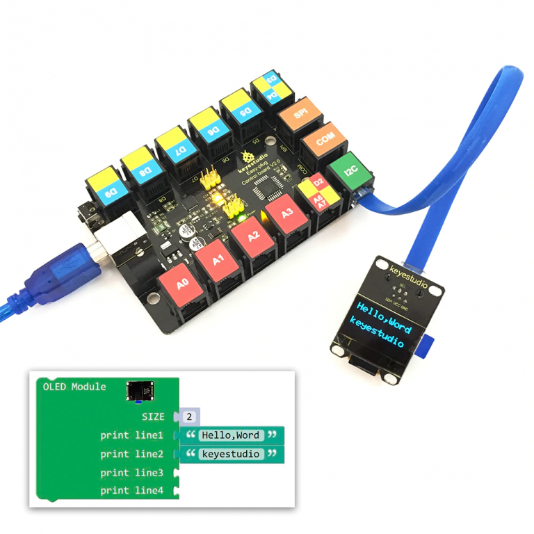 Módulo Keyestudio EASY plug RJ11 128 x 64 OLED Arduino STEAM - Imagen 7