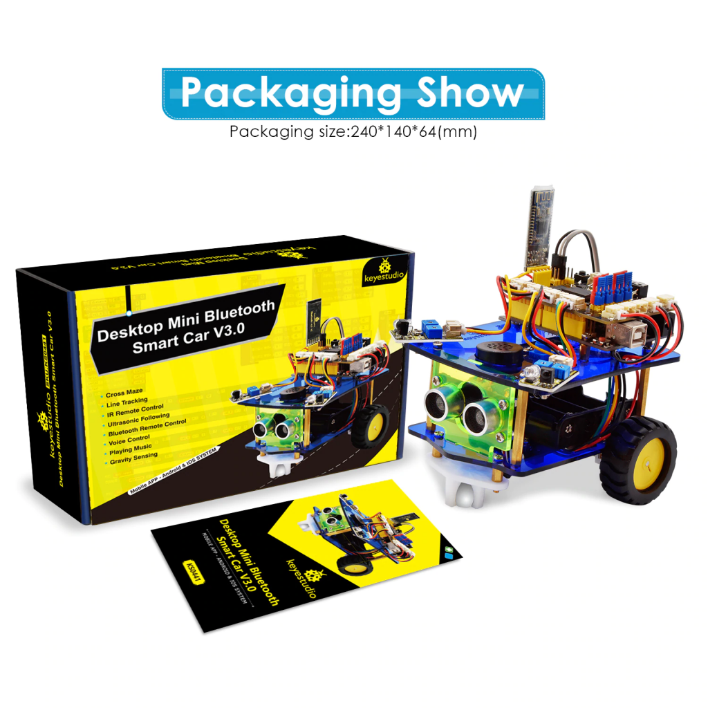 Carro robot inteligente V3.0 Keyestudio Bluetooth Arduino STEM Mixly blocks