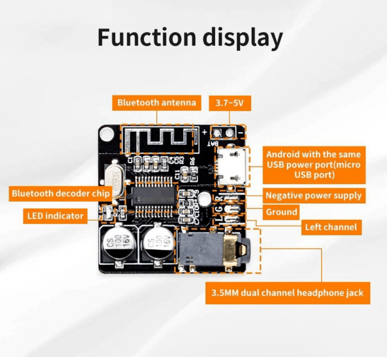 Módulo VHM-314 Receptor audio bluetooth V5.0 MP3 Stereo sin pérdidas - Imagen 6
