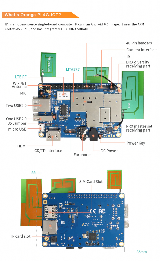 Orange Pi 4G-IOT 1G Cortex-A53 8GB EMMC SIM Card 4G Bluetooth - Imagen 6