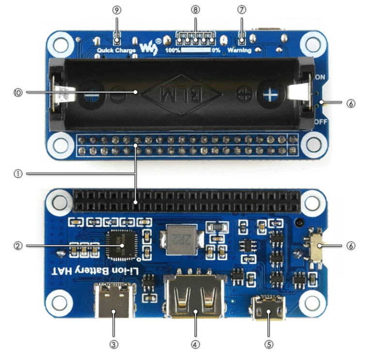 Soporte bateria Li-Ion 5V Raspberry Pi carga rápida - Imagen 2