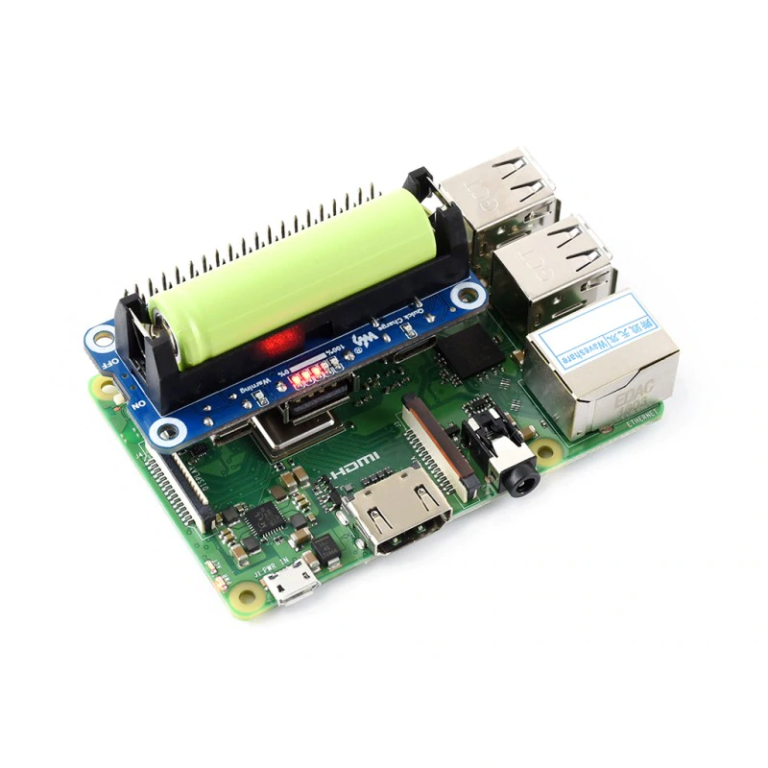 Soporte bateria Li-Ion 5V Raspberry Pi carga rápida - Imagen 7