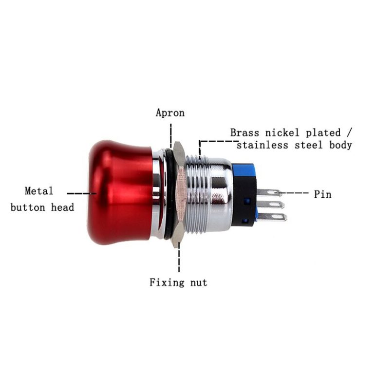 Botón de parada de emergencia tipo hongo 19 mm acero inoxidable - Imagen 4