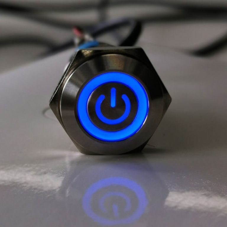 Pulsador LED 16mm 12V acero inoxidable momentaneo