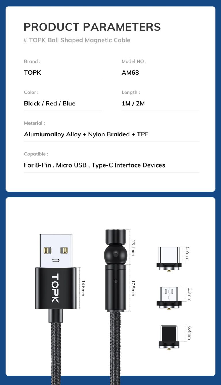 Cable cargador USB Tipo C magnético/rotable 1m - Imagen 8