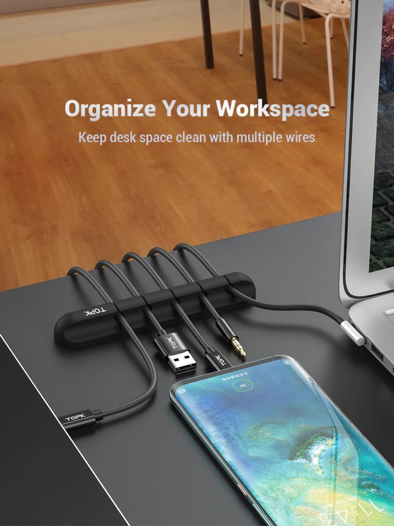 Organizador de cable silicona 5 ranuras