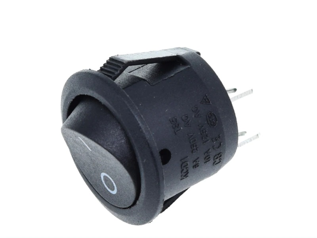 Pack 10Pcs interruptores negros circulares plásticos 6A/250VAC 10A/125VAC