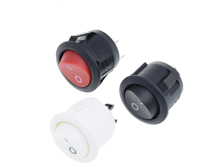Pack 10Pcs interruptores negros circulares plásticos 6A/250VAC 10A/125VAC - Imagen 3