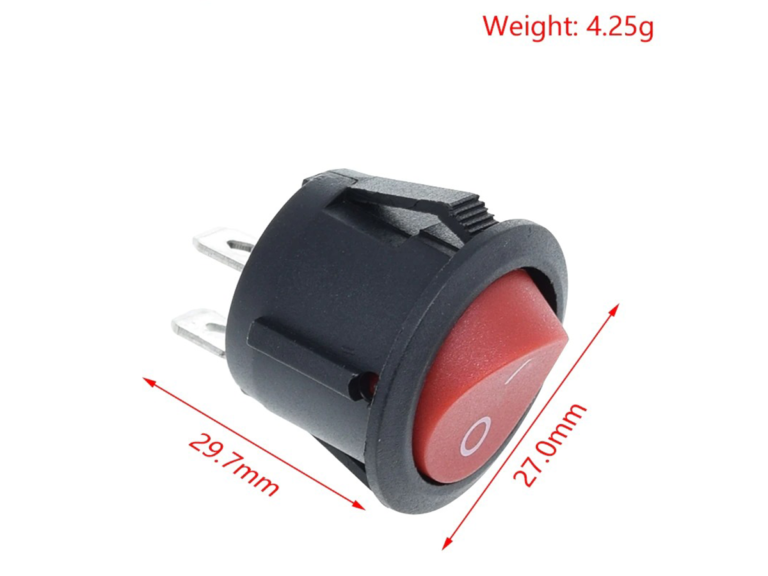 Pack 10Pcs interruptores negros circulares plásticos 6A/250VAC 10A/125VAC - Imagen 5