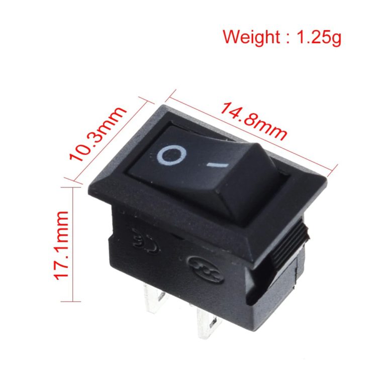 Pack 10 interruptores basculantes, autos, instrumentos 10x15mm, 2 pines, 3A/250V